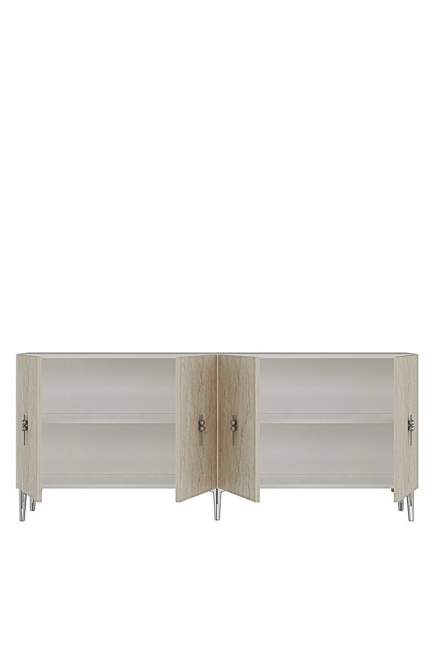 Consola, Hanah Home, Salkım 180, 180x75x32 cm, White / Travertine / Silver — imaginea 6