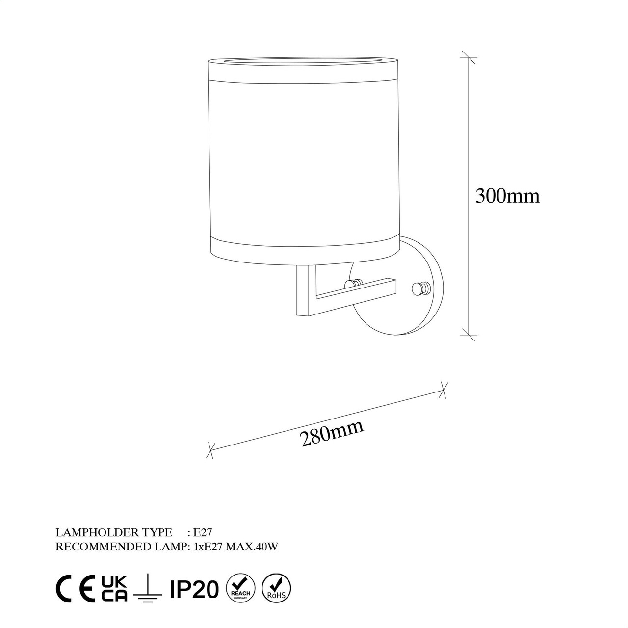 Aplica de perete, Fulgor, 942FLG2163, Metal, Alb/Negru
