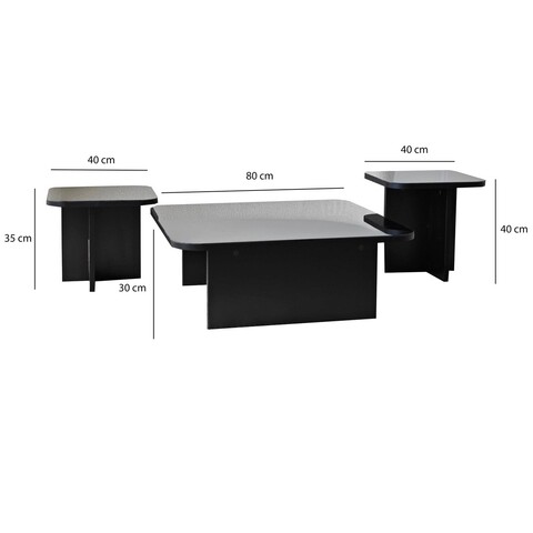 Set masuta de cafea, Neostill, Jazz, PAL, Negru / Fume