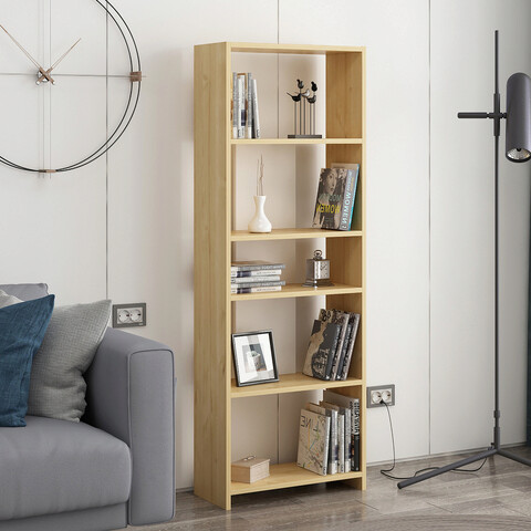 Corp biblioteca, Colman, Diosp, 56.9x25x160 cm, Stejar / Alb Colman