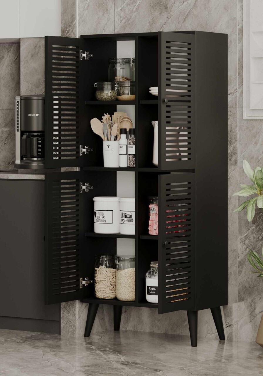 Dulap multifunctional, Hanah Home, Deneb, 70x160x33 cm, MDF, Negru - view 3