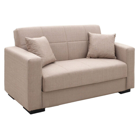 Canapea extensibila 2 locuri Vox, Pakoworld, 148x77x80 cm, textil/lemn de plop, bej
