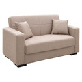 Canapea extensibila 2 locuri Vox, Pakoworld, 148x77x80 cm, textil/lemn de plop, bej