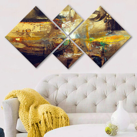 Set 4 tablouri decorative, 4MDF770618758, MDF, Imprimat UV, Multicolor Evans