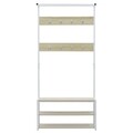 Cuier cu pantofar Entryway, InArt, 80x30x170 cm, fier/MDF, alb