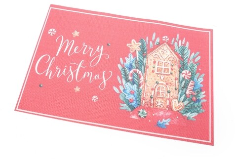 Poza Suport pentru farfurie Merry Christmas, Mercury, 30x45 cm, pvc, rosu
