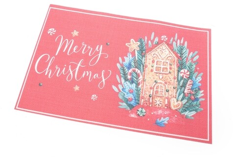 Suport pentru farfurie merry christmas, mercury, 30x45 cm, pvc, rosu