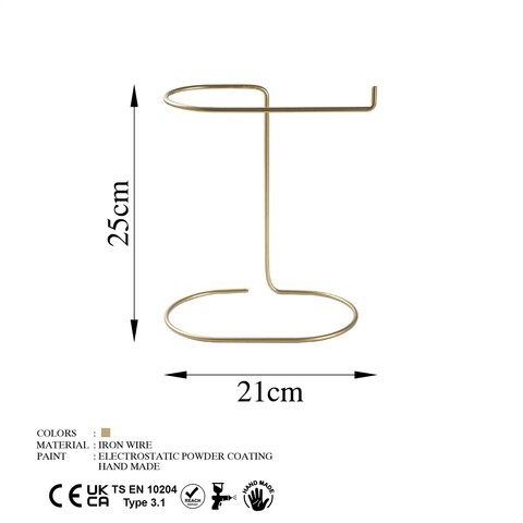 Suport pentru bijuterii, TK-002, 21x25x14 cm, Metal, Auriu