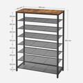 Pantofar cu 8 rafturi, Vasagle, 100x30x152 cm, PAL/otel, maro