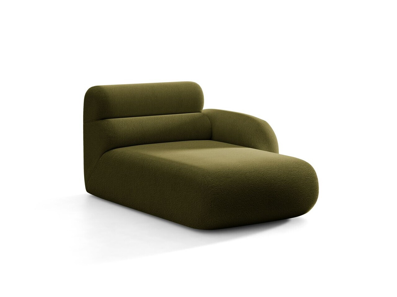 Sezlong living dreapta, Neo, Micadoni Home, 110x165x83 cm, tesatura Boucle, verde oliv inchis — imaginea 6