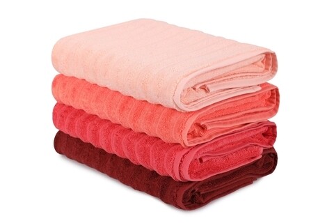 Set 4 prosoape de baie 406, Beverly Hills Polo Club, 70x140 cm, bumbac, roz deschis