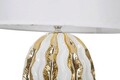Lampa de masa, Glam Stary, Mauro Ferretti, 1 x E27, 40W, 33 x 33 x 48 cm, ceramica/fier/textil, alb/auriu