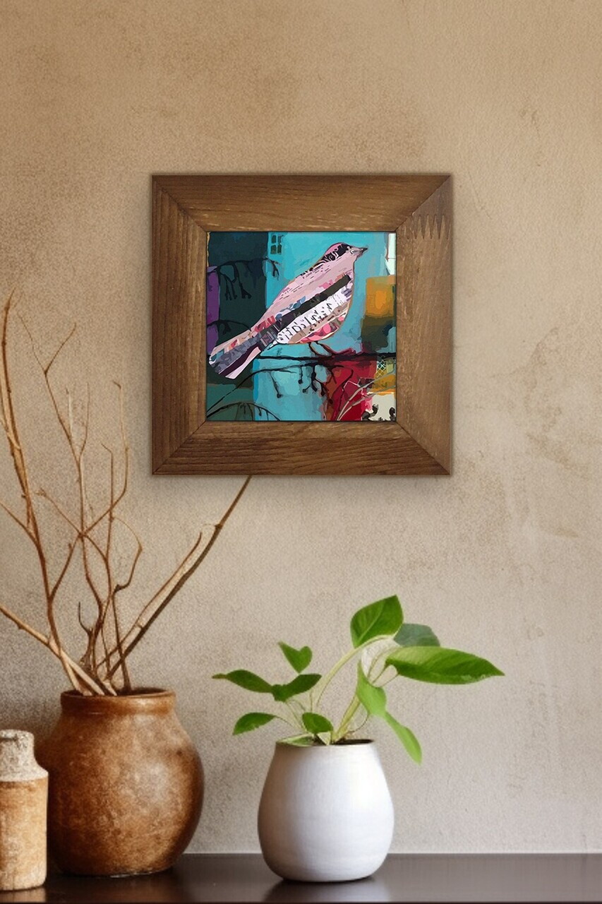 Tablou decorativ, Artvessakaro35, Ceramica, Cadru: 100% LEMN (Grosime: 2,5 cm), Multicolor