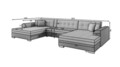 Coltar extensibil 5 locuri, ELTAP, Vento, 359x165x87 cm, lemn/poliester, gri