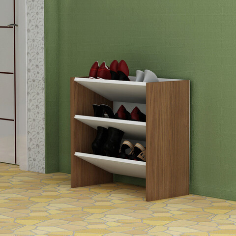 Pantofar, arnetti, nil 2 bölmeli, 60x60x29.8 cm, pal, alb / nuc