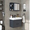 Set Dulap de Baie cu Chiuvetă și Oglindă (2 Piese), Hanah Home, 2679, PAL MELAMINAT, Antracit