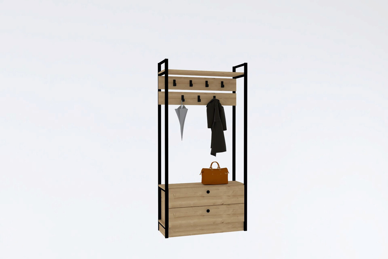 Cuier de perete, Puqa Design, Manolya, 90x180x33 cm, PAL, Safir / Negru - 2 | YEO