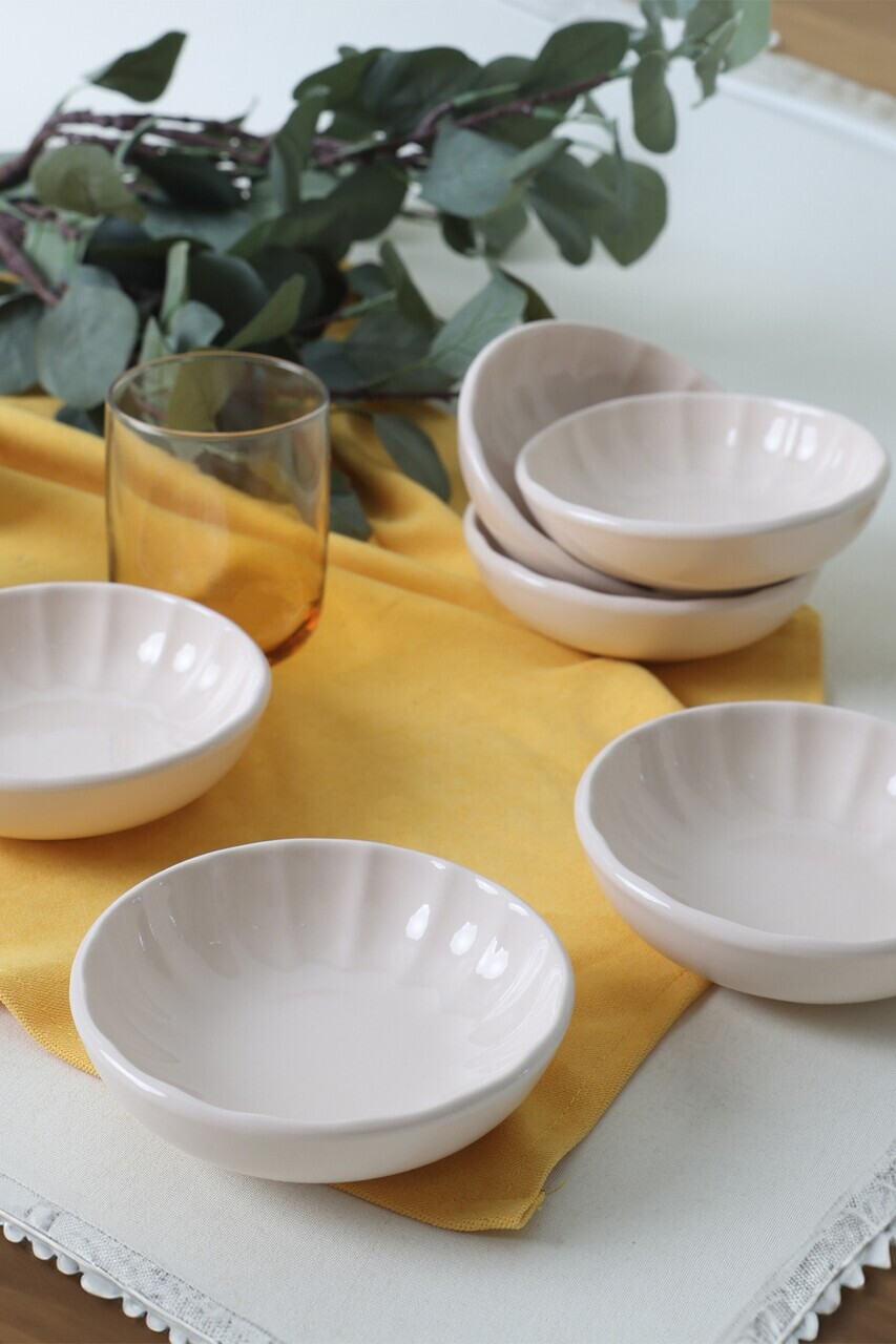 Set boluri pentru aperitive, Hermia, 275KRM2415, Ceramica, Antibacterian, Crem