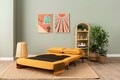 Canapea extensibilă cu 2 locuri, Futon, 859FTN2728, Metal , Galben mustar