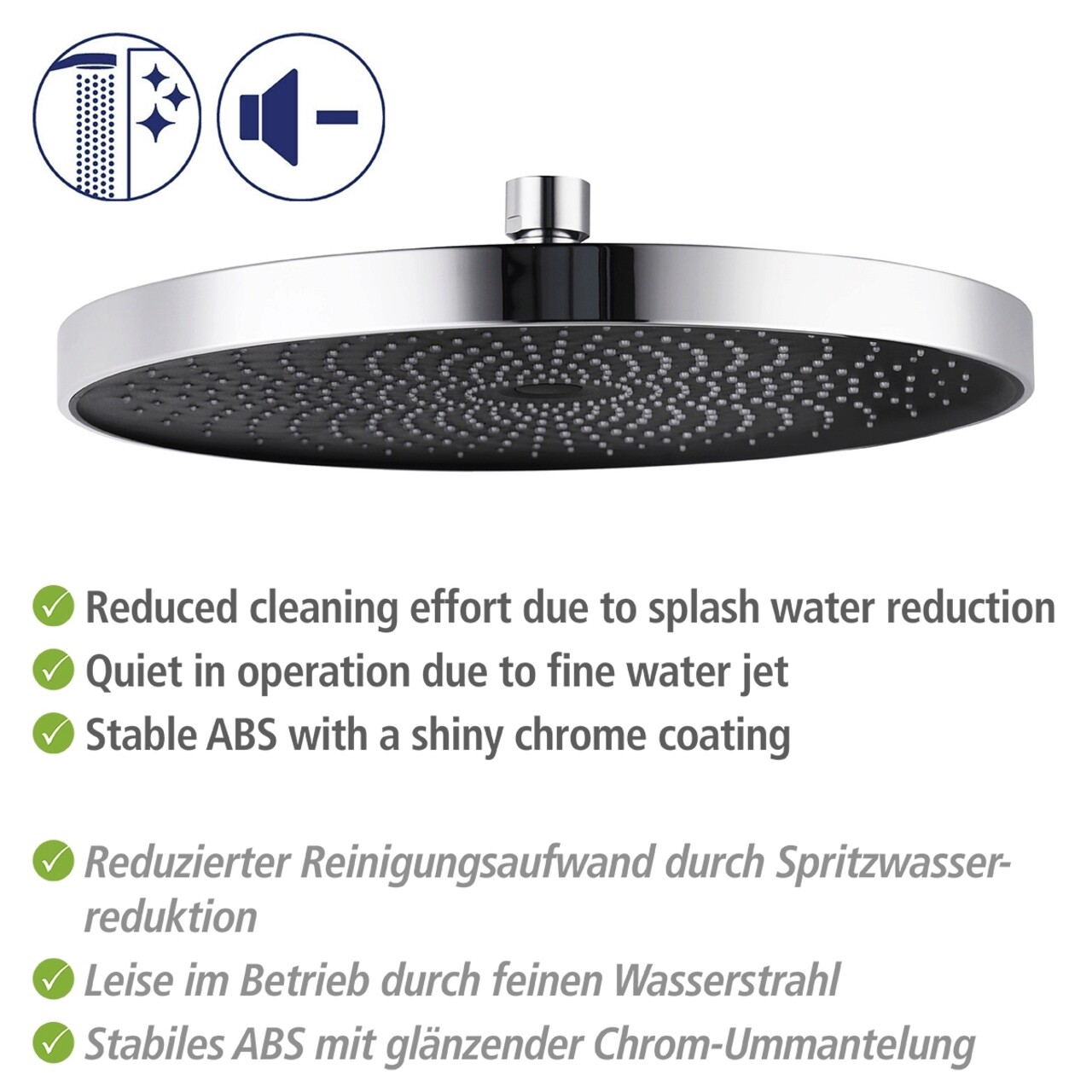 Cap de dus superior, Wenko, Soft Shower, Ø 26 cm, plastic, gri/negru - view 13