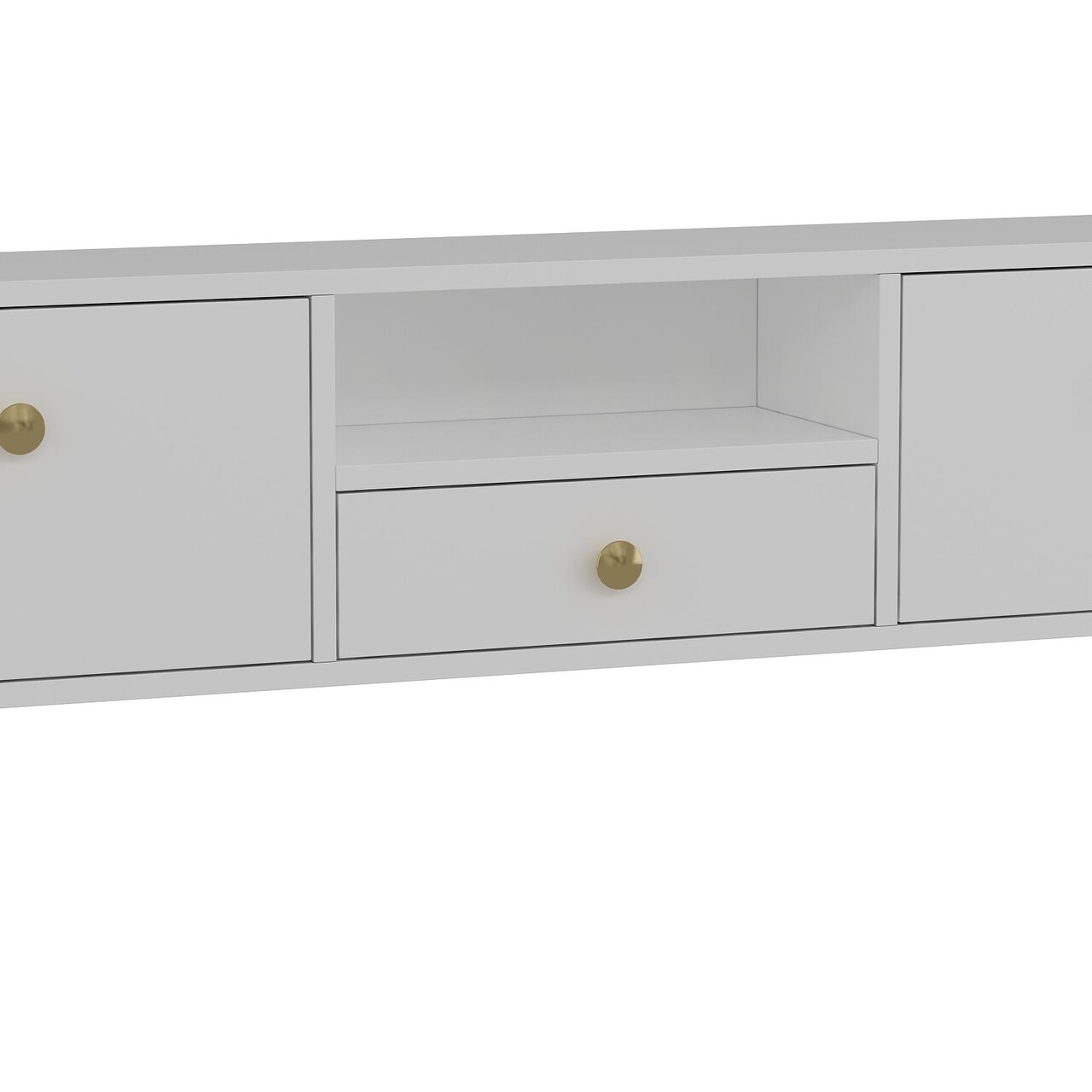 Comoda TV, Hanah Home, 1301-DROP-1, 140x30x30 cm, PAL , Alb/Auriu - view 6
