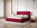 Pat tapitat cu tablie si lada depozitare, Bellis, Micadoni Home, BL, 200x200 cm, catifea, rosu