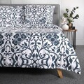 Lenjerie de pat King Size, Hede, Homla, 3 piese, 200x220 cm, microfibra din poliester, alb/albastru