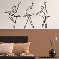 Decoratiune de perete, Ballerina 1, Metal, 70 x 42 cm, Negru