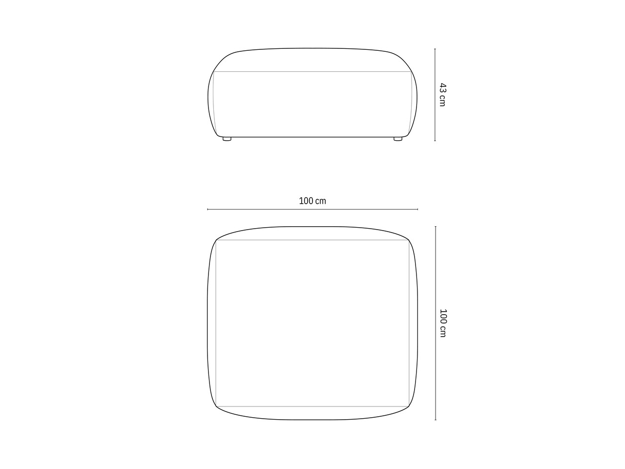 Taburet, Chris-184, Micadoni Home, 100x100x43 cm, catifea, bej sand