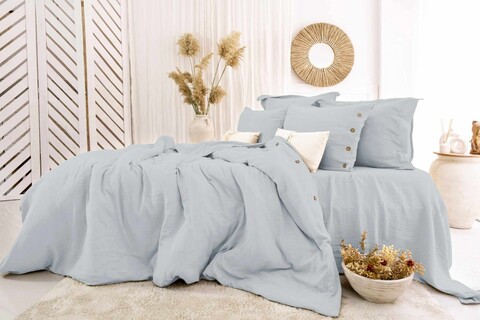 Lenjerie de pat dubla, L'essentiel Maison, Vetro, Albastru deschis