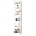 Biblioteca cu 6 niveluri, Vasagle, 39.6x30x187 cm, PAL/otel, bej/alb
