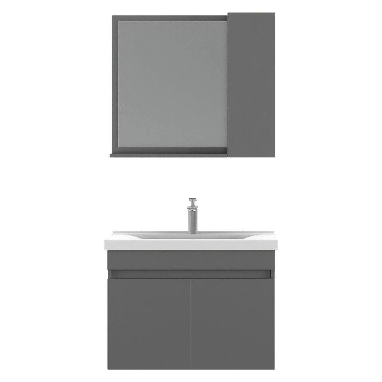 Set mobilier de baie (2 piese), Hanah Home, Amore 80, Gri Mat - view 4