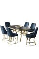 Set masa si scaune (7 piese), Hanah Home, Epal, Sonata / Auriu / Antracit