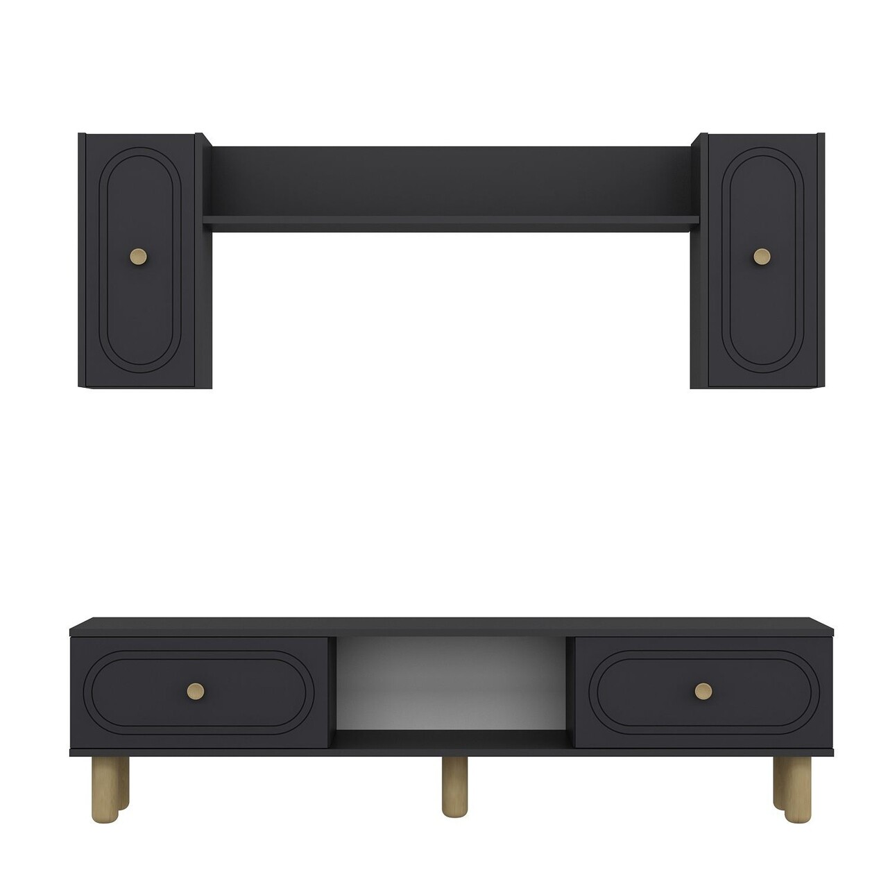 Comoda TV, Hanah Home, Polen Bohem, 150x44.6x29.6 cm, PAL , Antracit - imagine 3