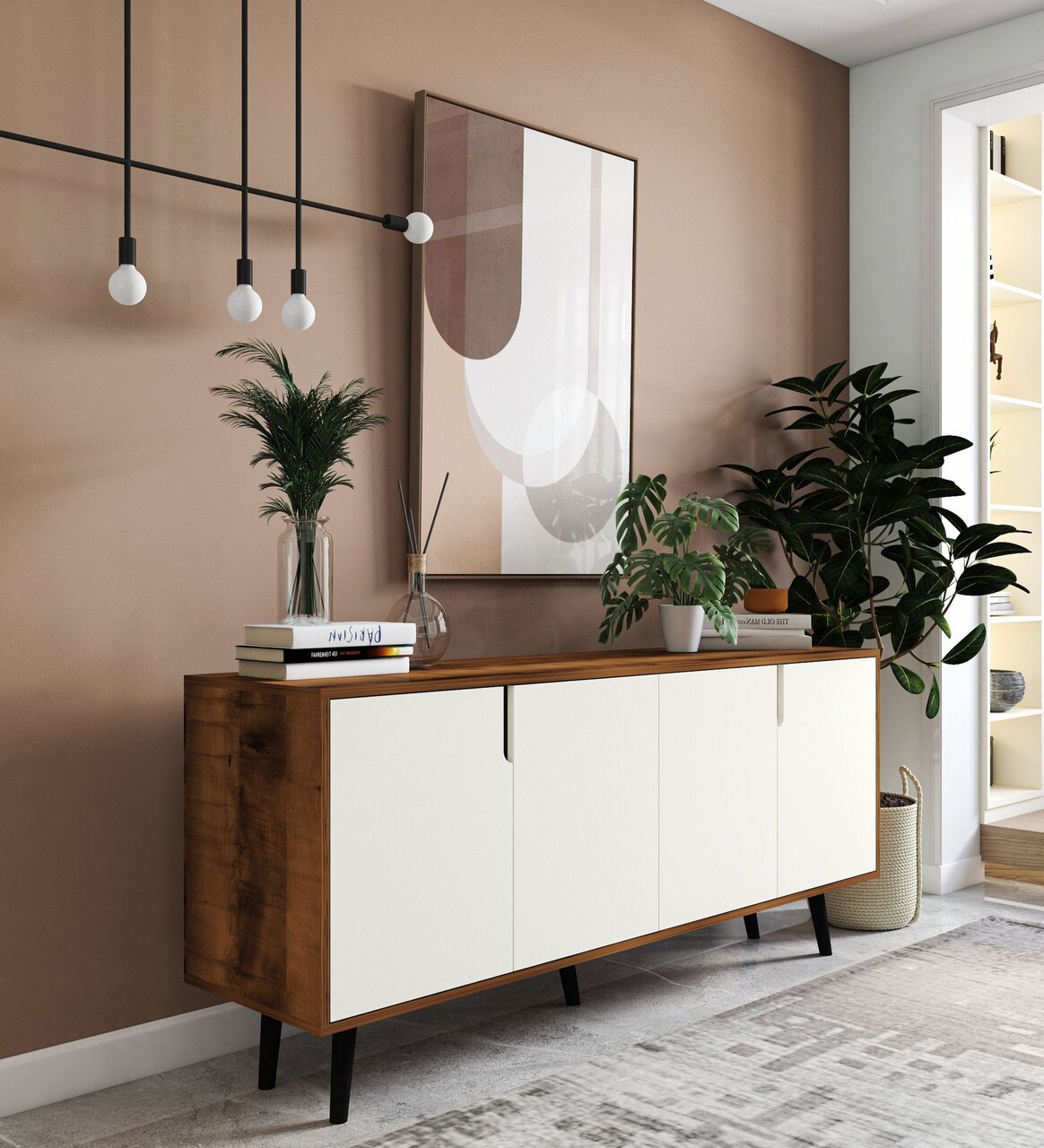 Consola, Hanah Home, Latina Modern 180, 180x80x45 cm, PAL, Nuc/Alb - view 2