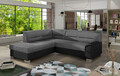 Coltar extensibil stanga 4 locuri ELTAP, BR11, Bergen, 247x214x83 cm, lemn/poliester, gri inchis/negru