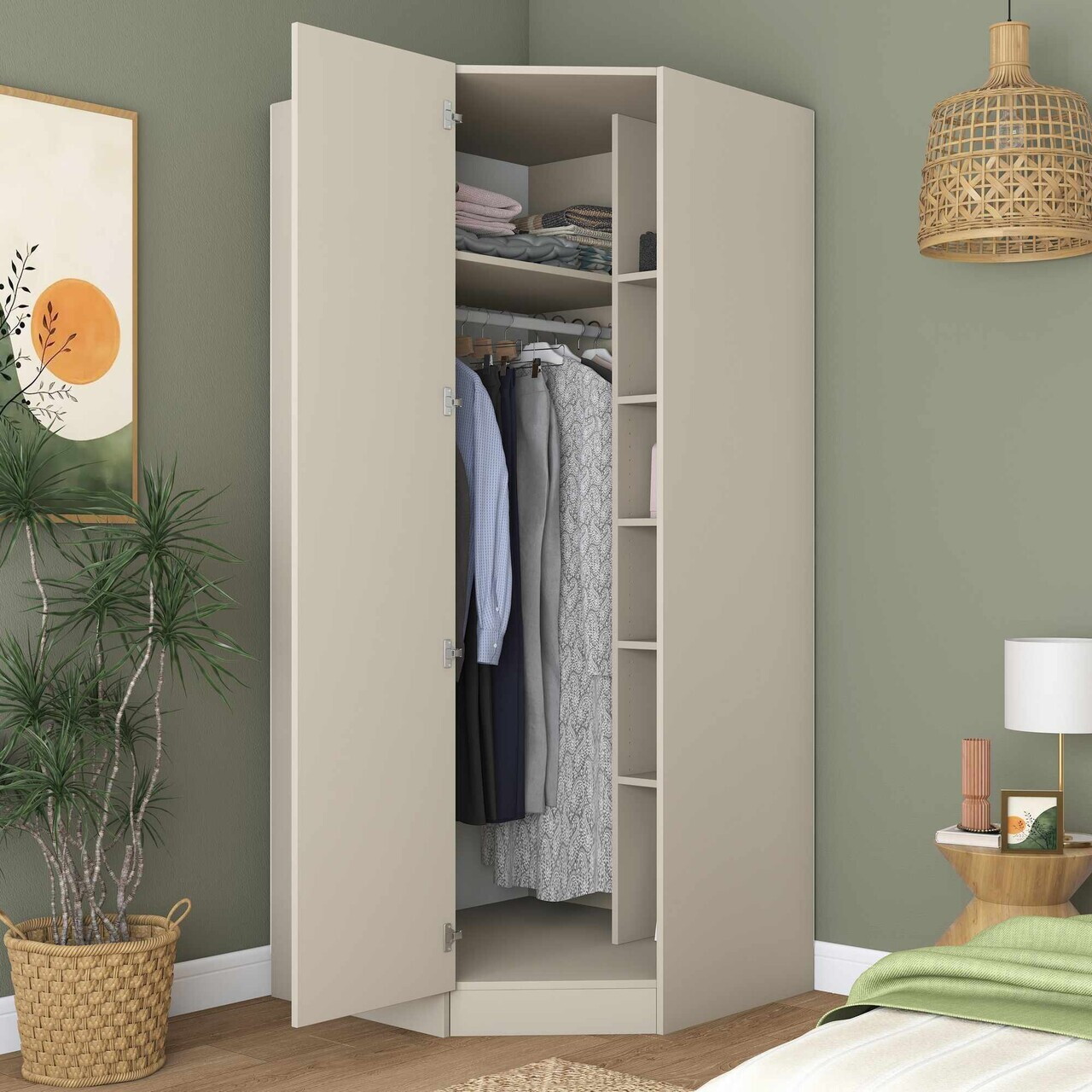 Dulap pentru haine, Hanah Home, BA252, 91x210x57.5 cm, Gresie — imaginea 4