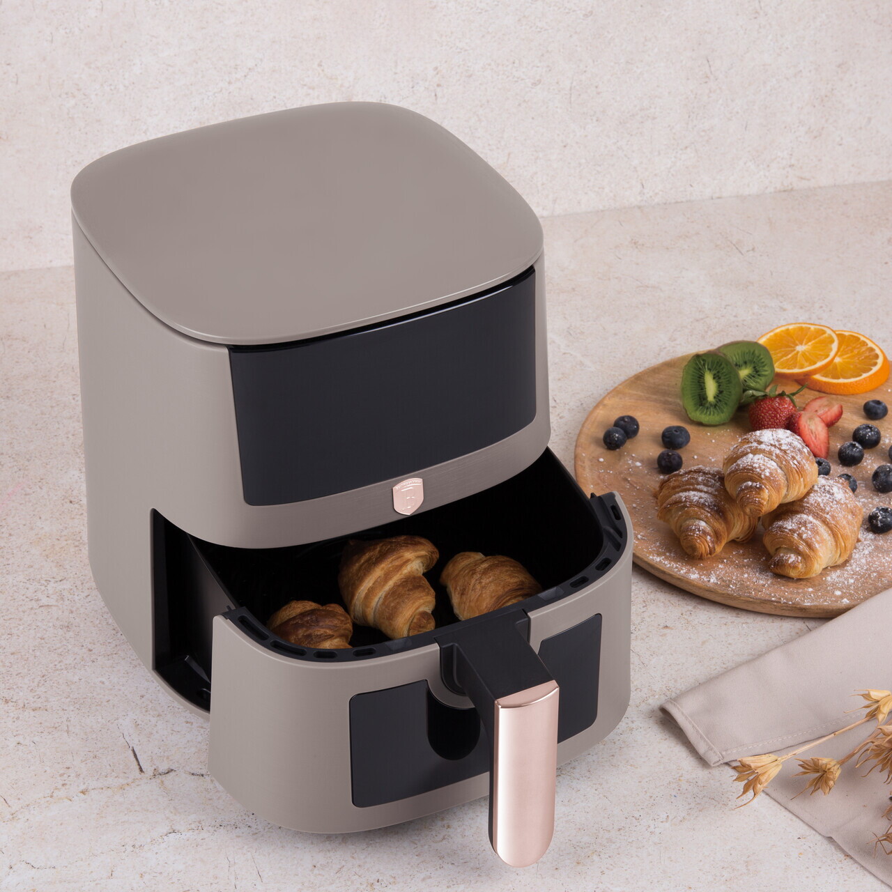 Friteuza cu aer cald si fereastra Berlinger Haus, Taupe, 5 L, 1400W, taupe mat - imagine 8