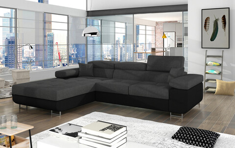 Coltar extensibil stanga 4 locuri ELTAP, Armd-73, Armando, 289x203x85 cm, lemn/poliester, gri inchis/negru