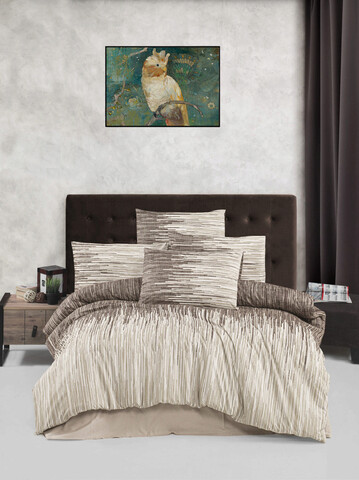 Lenjerie de pat pentru o persoana single xl (de), monte - brown, victoria, bumbac ranforce