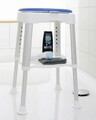 Scaun de dus reglabil Maximex, Shower, 35x59 cm, aluminiu, alb/albastru