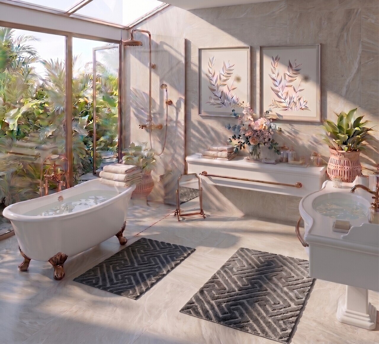 Set covorase de baie, L'essentiel Maison, Ojin, Gri inchis — imaginea 2