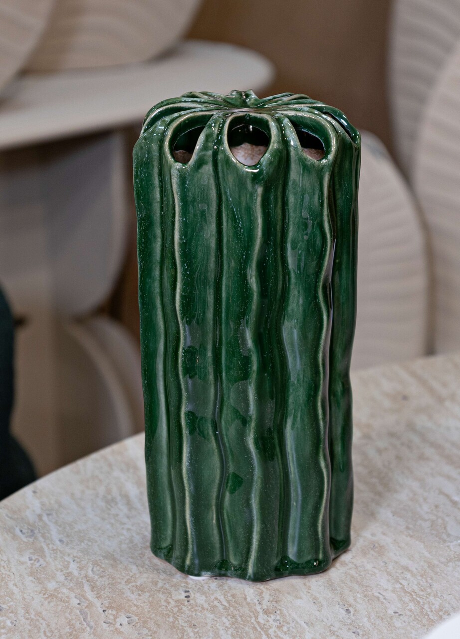 Vaza decorativa Tall Cactus, Mauro Ferretti, 11.5x23.5 cm, ceramica, verde - 2 | YEO