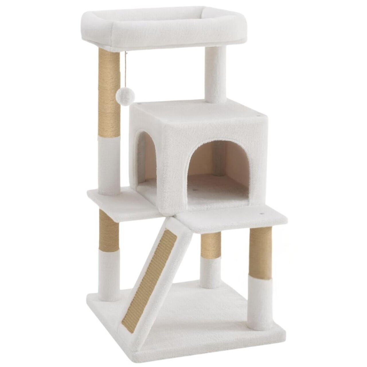 Casă pentru pisici, Paws & Whiskers, Peti, MATERIAL TEXTIL WELSOFT, Alb