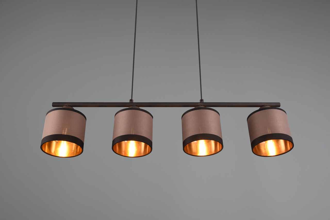 Lustra Davos, RL, 75x12x150 cm, 10W, 4x E14, metal, negru mat/taupe