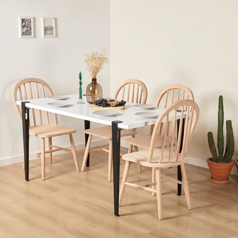 Masa, Logg, Pineios, 150x75x75 cm, Alb negru Logg