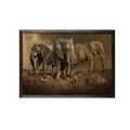 Tablou decorativ, Elephant Horde, Lemn, Lemn, Multicolor