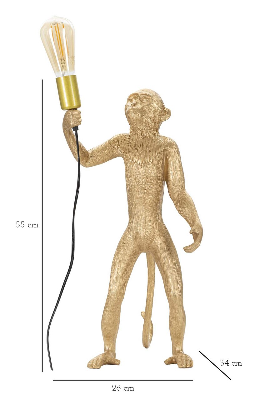 Lampa de masa Monkey, Mauro Ferretti, Ø26 x 55 cm, 1 x E27, 40W, polirasina, auriu