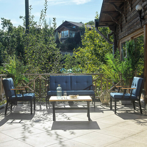 Set mobilier de gradina, heaven, lotus (2+1+1), negru / albastru închis