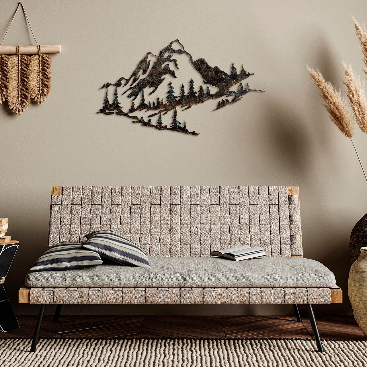 Decoratiune de perete, Mountain, Metal, 70 x 40 cm, Multicolor - 2 | YEO